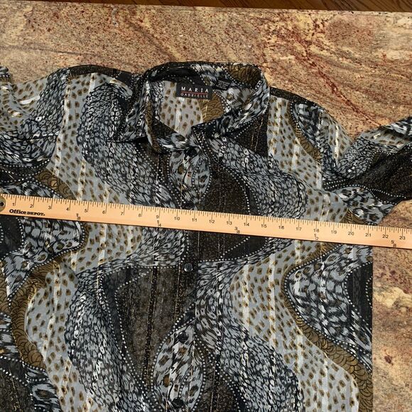MARIA GABRIELLE  SZ  L  Black Gold Sheer Blouse Fairy Goth Forrest Fairy Grunge - Picture 9 of 9